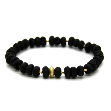 Lava-Armband (elastisch) mit vergoldeten Echtsilber-Elementen