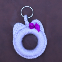 Schlüsselanhänger Katze Taschenbaumler Katzenkopf Handarbeit bunt