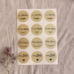 12 Sticker Aufkleber • Für Dich • Geburtstag Graspapier