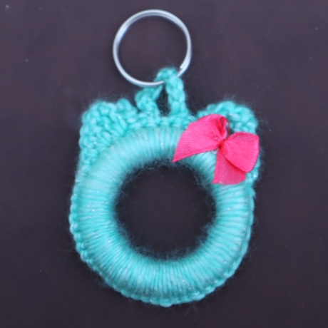 Schlüsselanhänger Katze Taschenbaumler Katzenkopf Handarbeit bunt