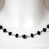 schwarze Onyx-Halskette mit Edelstahl-Röhrchen u. Silber-Scheiben