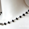 schwarze Onyx-Halskette mit Edelstahl-Röhrchen u. Silber-Scheiben