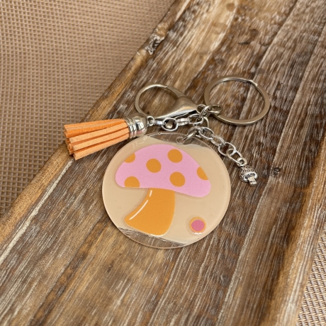 Schlüsselanhänger - Taschenanhänger - Glückspilz - rosa orange