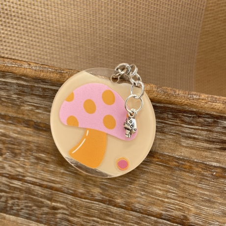 Schlüsselanhänger - Taschenanhänger - Glückspilz - rosa orange