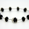 Onyx-Armband (elastisch) mit Edelstahl-Röhren und Silberscheiben