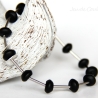 Onyx-Armband (elastisch) mit Edelstahl-Röhren und Silberscheiben