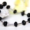 Onyx-Armband (elastisch) mit Edelstahl-Röhren und Silberscheiben