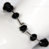 Onyx-Armband (elastisch) mit Edelstahl-Röhren und Silberscheiben