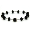 Onyx-Armband (elastisch) mit Edelstahl-Röhren und Silberscheiben