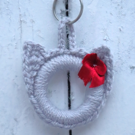 Schlüsselanhänger Katze Taschenbaumler Katzenkopf Handarbeit bunt