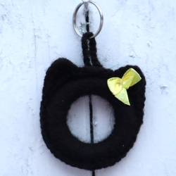 Schlüsselanhänger Katze Taschenbaumler Katzenkopf Handarbeit bunt