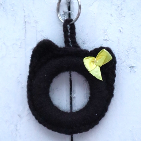 Schlüsselanhänger Katze Taschenbaumler Katzenkopf Handarbeit bunt