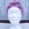 Haarband Stirnband Haaraccessoire lila Turban Häkelmode Haarschal