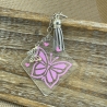 Schlüsselanhänger Glitzer-Acryl - Schmetterling Herzen rosa