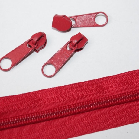 Reißverschluss ROT 1 Meter & 2 St. Zipper 5 mm