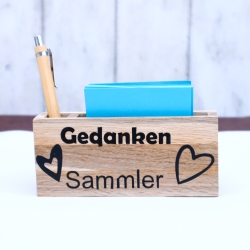Notizzettelhalter mit graviertem Kuli Geschenk Idee Holz Spruch