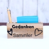 Notizzettelhalter mit graviertem Kuli Geschenk Idee Holz Spruch
