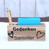 Notizzettelhalter mit graviertem Kuli Geschenk Idee Holz Spruch