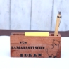 Notizzettelhalter mit graviertem Kuli Geschenk Idee Holz Spruch