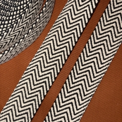 Gurtband Baumwolle 38 mm schräge Streifen schwarz natur