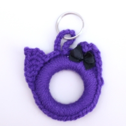 Schlüsselanhänger Katze Taschenbaumler Katzenkopf Handarbeit bunt