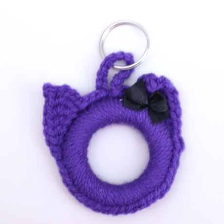 Schlüsselanhänger Katze Taschenbaumler Katzenkopf Handarbeit bunt