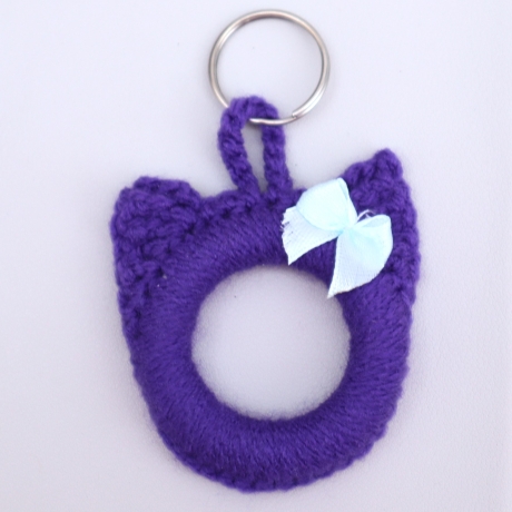 Schlüsselanhänger Katze Taschenbaumler Katzenkopf Handarbeit bunt