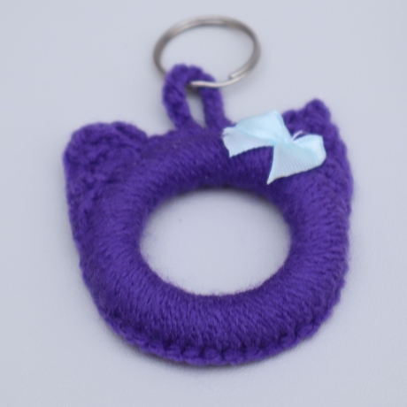 Schlüsselanhänger Katze Taschenbaumler Katzenkopf Handarbeit bunt