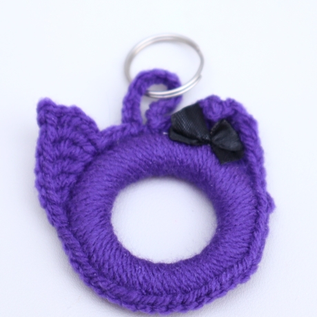 Schlüsselanhänger Katze Taschenbaumler Katzenkopf Handarbeit bunt