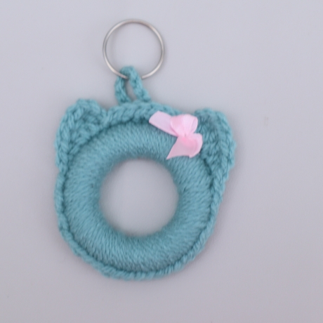 Schlüsselanhänger Katze Taschenbaumler Katzenkopf Handarbeit bunt