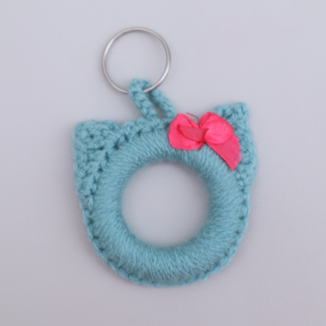 Schlüsselanhänger Katze Taschenbaumler Katzenkopf Handarbeit bunt