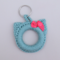 Schlüsselanhänger Katze Taschenbaumler Katzenkopf Handarbeit bunt