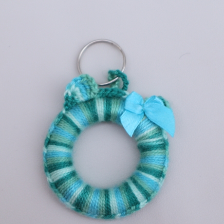 Schlüsselanhänger Katze Taschenbaumler Katzenkopf Handarbeit bunt