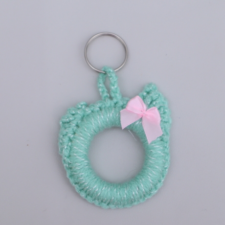 Schlüsselanhänger Katze Taschenbaumler Katzenkopf Handarbeit bunt