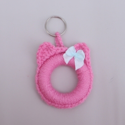 Schlüsselanhänger Katze Taschenbaumler Katzenkopf Handarbeit bunt