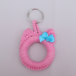 Schlüsselanhänger Katze Taschenbaumler Katzenkopf Handarbeit bunt