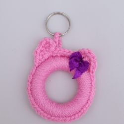 Schlüsselanhänger Katze Taschenbaumler Katzenkopf Handarbeit bunt