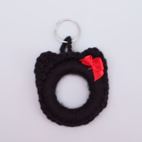 Schlüsselanhänger Katze Taschenbaumler Katzenkopf Handarbeit bunt