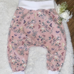 Pumphose♥Größe 56 bis 68 mitwachsend♥rosa mit Blumen