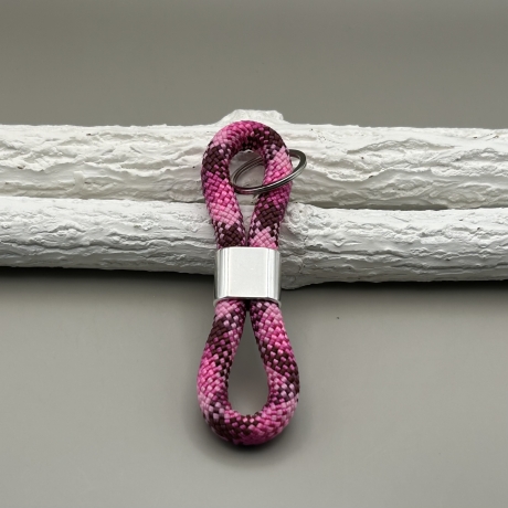 Schlüsselanhänger aus Tauseil - Pink / Silber