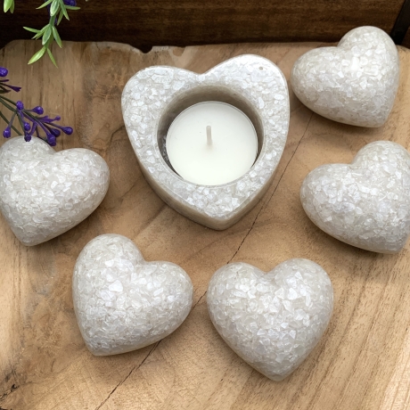 Handgefertigtes Deko Set Pure Heart aus Glas und Harz