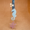 Lesezeichen - Acryl - Seepferdchen - Koralle - hellblau