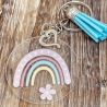 Schlüsselanhänger Glitzer-Acryl - Regenbogen in Pastell 