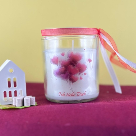 Romantik zum Valentinstag – Kerze im Glas mit Botschaft - 