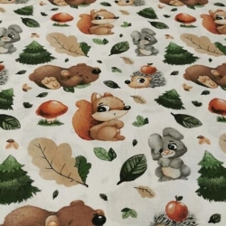 Baumwollstoff Waldtiere – Fuchs, Bär, Igel – 100 × 160 cm