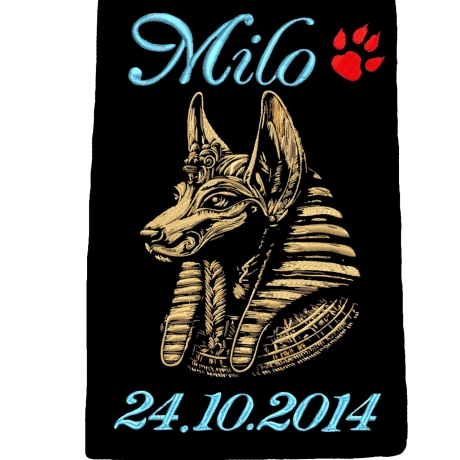 NEU Stickdatei Anubis ägyptischer Hund gold realistisch