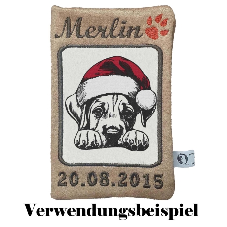 Stickdatei Rhodesian Ridgeback mit Mütze Hund Simon