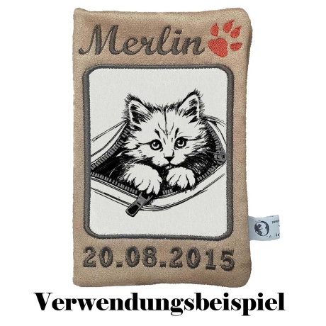 Stickdatei Katze Ulli Reißverschluss Kitten Kätzchen