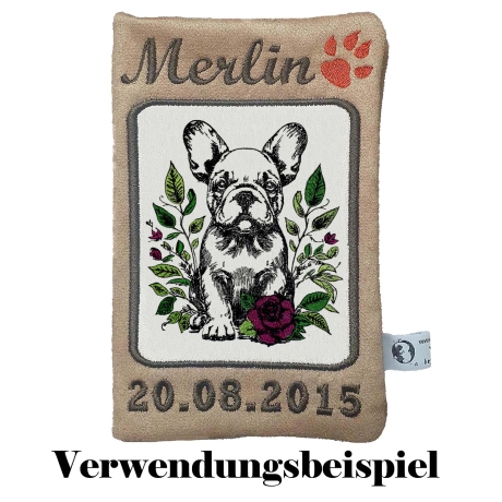 Stickdatei Französische Bulldogge MajaHund Blumen