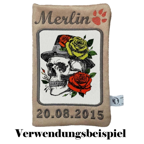Stickdatei Totenkopf mit Hut Kasanova bunt Lunachild